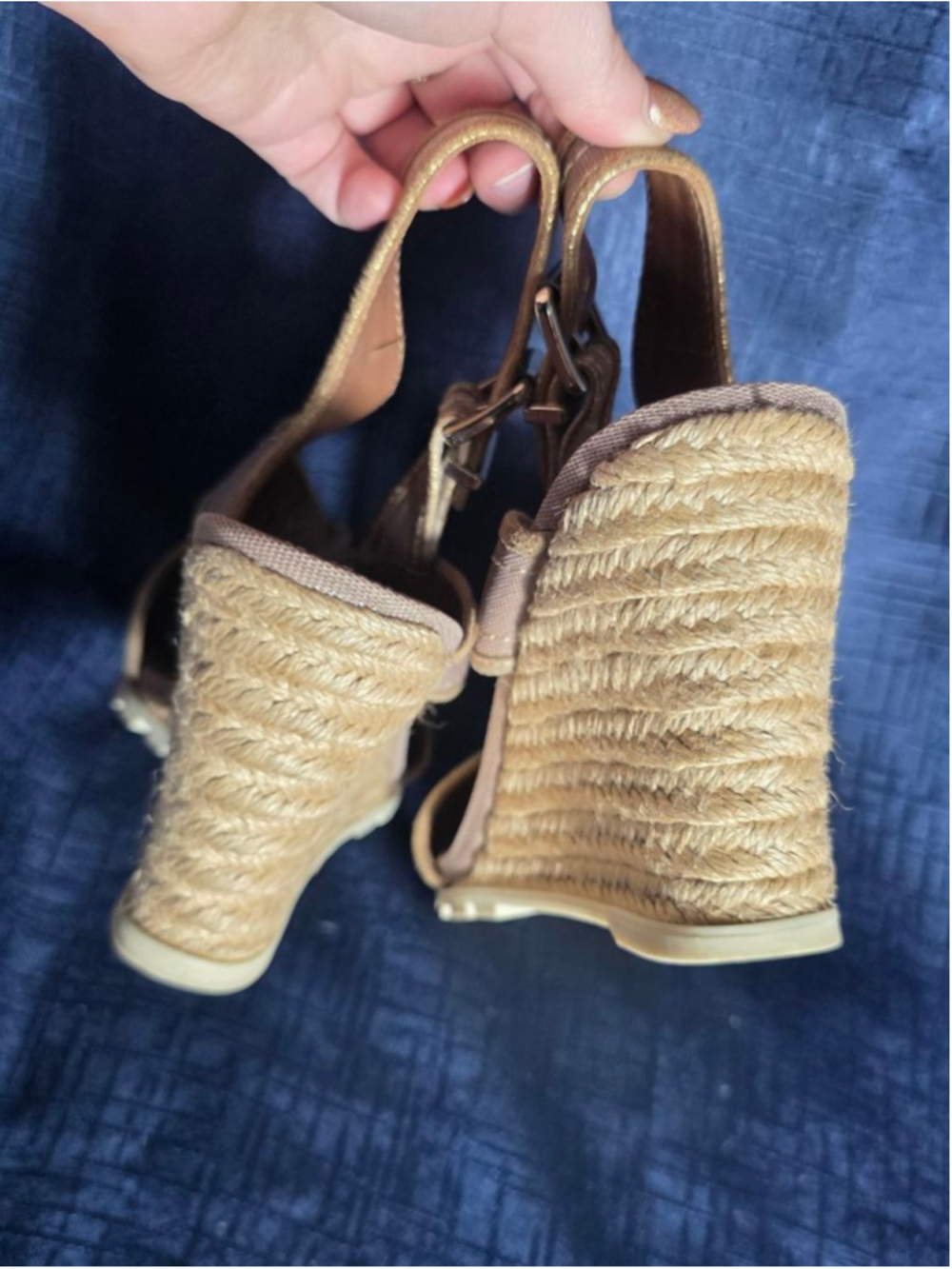 Women's Donald J Pliner Beige Espadrille Wedge Sandals Size 9 Shoes feminine - Picture 6 of 9